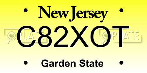 C82XOT New Jersey License Plate