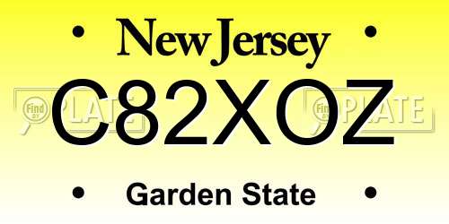 C82XOZ New Jersey License Plate