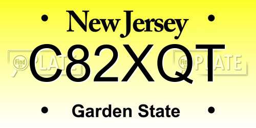 C82XQT New Jersey License Plate