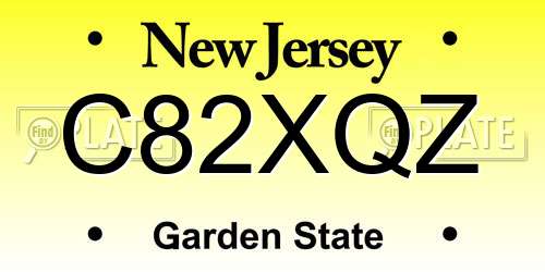 C82XQZ New Jersey License Plate