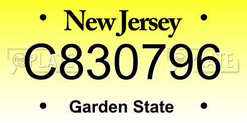 C830796 New Jersey License Plate