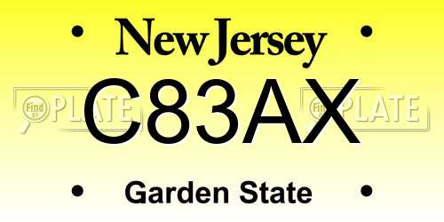 C83AX New Jersey License Plate