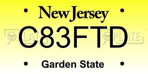 C83FTD New Jersey License Plate