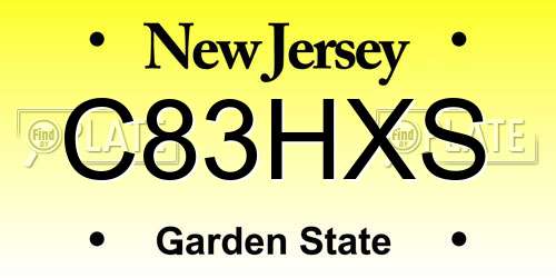 C83HXS New Jersey License Plate