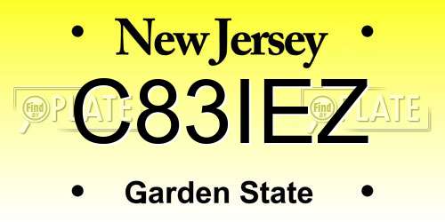 C83IEZ New Jersey License Plate