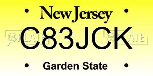 C83JCK New Jersey License Plate