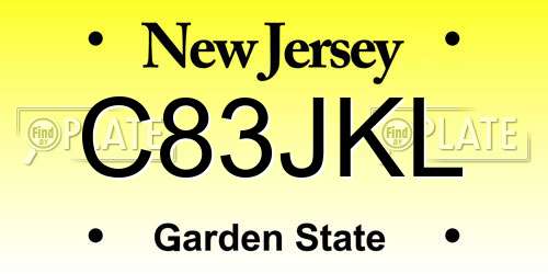 C83JKL New Jersey License Plate
