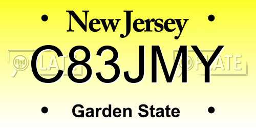 C83JMY New Jersey License Plate