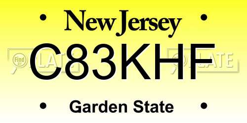 C83KHF New Jersey License Plate