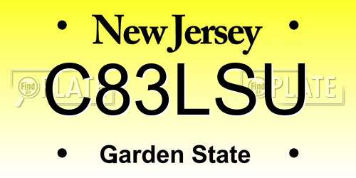 C83LSU New Jersey License Plate