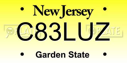 C83LUZ New Jersey License Plate