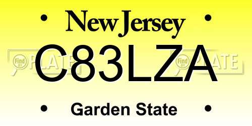 C83LZA New Jersey License Plate
