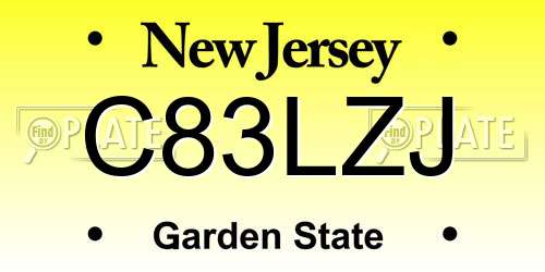 C83LZJ New Jersey License Plate