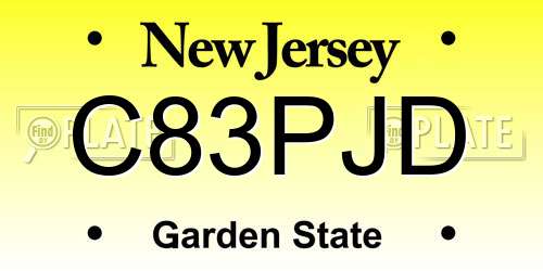 C83PJD New Jersey License Plate