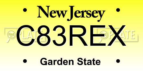 C83REX New Jersey License Plate