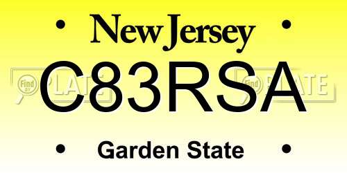 C83RSA New Jersey License Plate