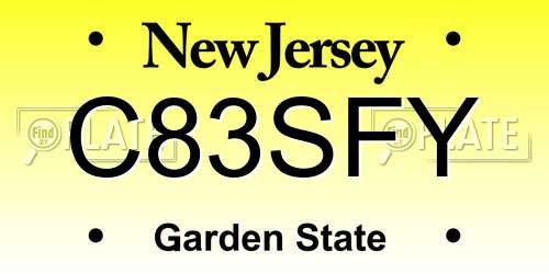 C83SFY New Jersey License Plate