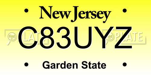 C83UYZ New Jersey License Plate