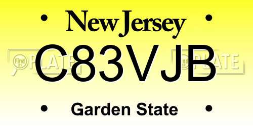C83VJB New Jersey License Plate
