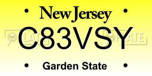 C83VSY New Jersey License Plate
