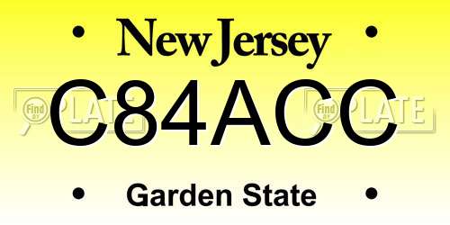 C84ACC New Jersey License Plate