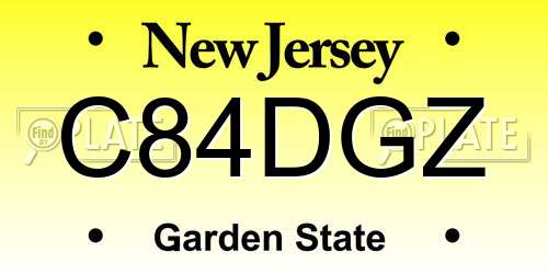 C84DGZ New Jersey License Plate