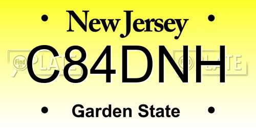 C84DNH New Jersey License Plate