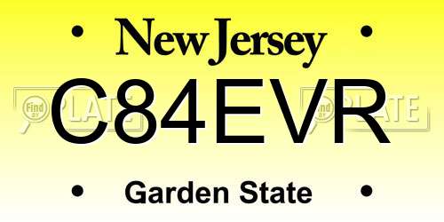 C84EVR New Jersey License Plate