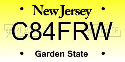 C84FRW New Jersey License Plate