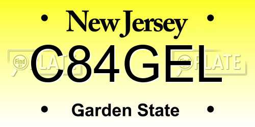 C84GEL New Jersey License Plate