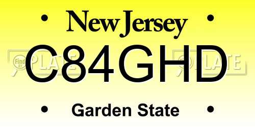 C84GHD New Jersey License Plate