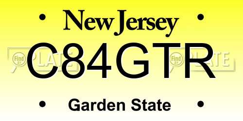 C84GTR New Jersey License Plate