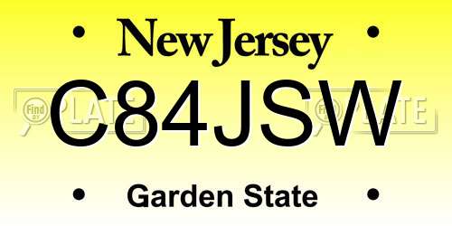 C84JSW New Jersey License Plate