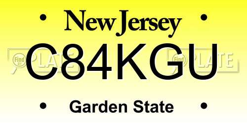 C84KGU New Jersey License Plate