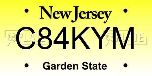 C84KYM New Jersey License Plate