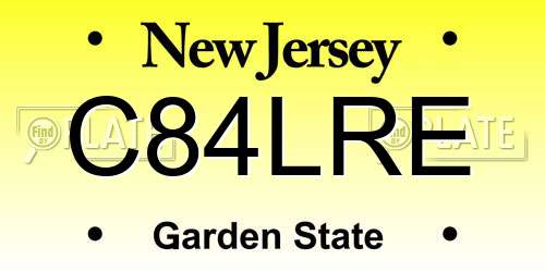 C84LRE New Jersey License Plate
