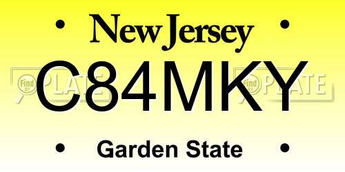 C84MKY New Jersey License Plate