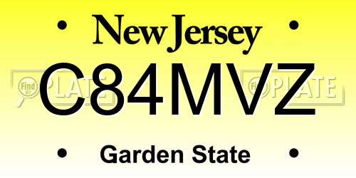 C84MVZ New Jersey License Plate