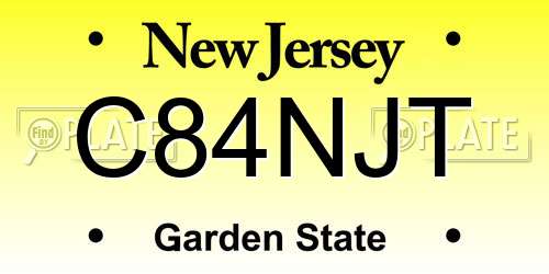 C84NJT New Jersey License Plate