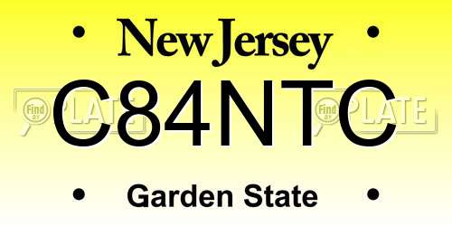C84NTC New Jersey License Plate