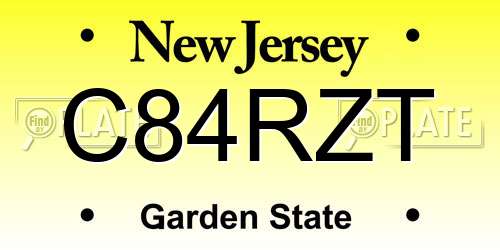 C84RZT New Jersey License Plate