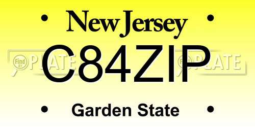 C84ZIP New Jersey License Plate
