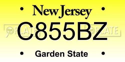 C855BZ New Jersey License Plate