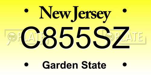 C855SZ New Jersey License Plate