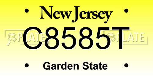 C8585T New Jersey License Plate