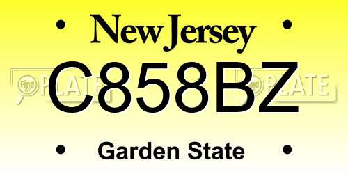 C858BZ New Jersey License Plate