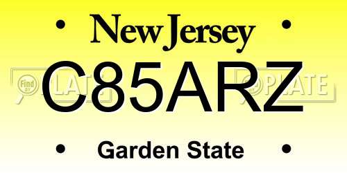 C85ARZ New Jersey License Plate