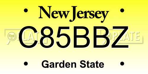 C85BBZ New Jersey License Plate