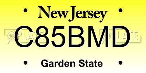 C85BMD New Jersey License Plate