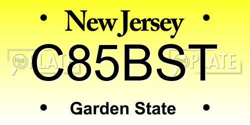 C85BST New Jersey License Plate